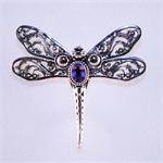 Sterling Silver and Amethyst Dragonfly Pin