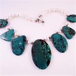 Turquoise Pearl and Sterling Silver Necklace