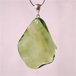 Green Amber Pendant with 925 Sterling Silver from Lithuania
