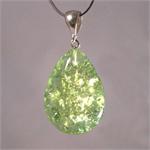 Green Amber and 925 Sterling Silver Pendant Made in Lithuania