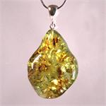 Moss Green Baltic Amber Pendant with Sterling Silver 925