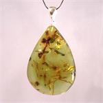 Moss Green Baltic Amber Pendant with 925 Sterling Silver