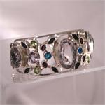 Multi Gem Stone Designer Bangle set in 925 Sterling Silver Hand Made