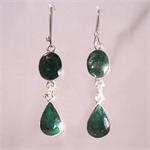 Green Emerald and 925 Sterling Silver Designer Earrings