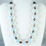Opalized Crystal and Smoky Quartz Designer Necklace