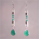 Jade and 925 Sterling Silver Hand Made Designer Earrings