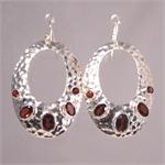 Garnet and 925 Sterling Silver Designer Hand Made Earrings