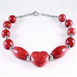 Red Coral Sponge Necklace and Sterling Silver