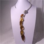 Designer Amber and Sterling Silver Leaf Necklace Made in Lithuania