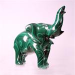 Russian Hand Carved Malachite Elephant