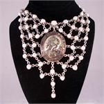 Designer Cameo and Mother of Pearl in Sterling Silver Necklace
