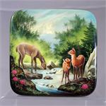 Russian Lacquer Box By the Stream by Artist Larina from Fedoskino