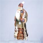 Russian Hand Carved Wooden Santa with Bear made in Sergiev Posad