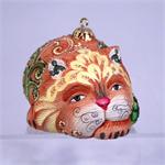Cat Christmas Ornament Carved from Solid Wood Made in Russia
