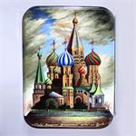 Russian Lacquer Box Saint Basils Cathedral by Arlova from Fedoskino
