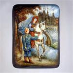 Russian Lacquer Box By the Castle by Seltsov from Fedoskino Village