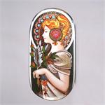 Russian Lacquer Box Girl with Feather by Shilova E from Fedoskino Village