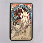 Russian Lacquer Box Mucha Style by Smirnova from Fedoskino Village
