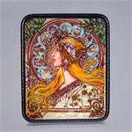 Russian Lacquer Box Zodiac Mucha by Ivanova from Fedoskino Village