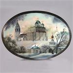 Russian Lacquer Box Pokrov Monastery by Kostina from Fedoskino Village