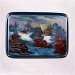 Russian Lacquer Box Winter in the Village by Larina from Fedoskino