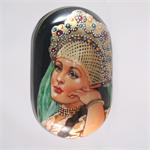 Russian Lacquer Box Portrait of a Girl from Fedoskino Village Russia