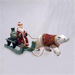 Russian Santa Riding Polar Bear Hand Carved and Hand Painted