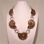 Rare Ammonite and 925 Sterling Silver Necklace 100% Authentic
