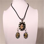 Klimt Set of Pendant and Earings Hand Painted in Russia