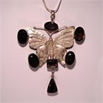 Smokey Quartz and 925 Sterling Silver Butterfly Pendant