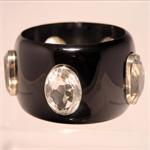 Bakelite and White Topaz Designer Bracelet with 925 Sterling Silver