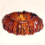 Faceted Cognac Color Baltic Amber Stretch Bracelet Hand Made in Lithuania