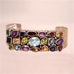 Multi Stone Sterling Silver 925 Bangle Hand Made