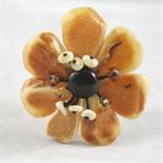 Butterscotch Amber Flower Pin 