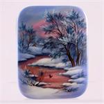Russian Lacquer Box - A Wintery Dawn - Fedoskino Village - Larina M.