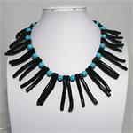 Black Coarl and Turquoise Necklace  