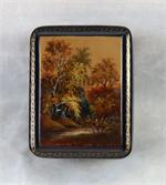 Russian Lacquer Box An Autumn Landscape by Borisov from Fedoskino