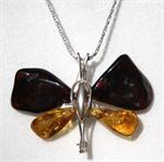 Amber and Silver Butterfly Pendant & Brooch