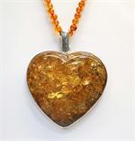 Baltic Amber Heart Pendant in Sterling Silver from Lithuania