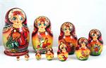 The Cat and Rooster Matryoshka Nesting Doll Front View