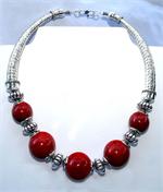 Red Coral and Sterling Silver Necklace