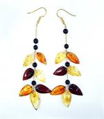 Baltic Amber Multicolored Earrings in Sterling Silver & Gold Plated